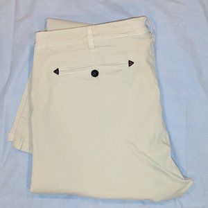 Orvis Mens Khaki Pants Twill Heavy Canvas Leather Trim Pockets Size 40x 30